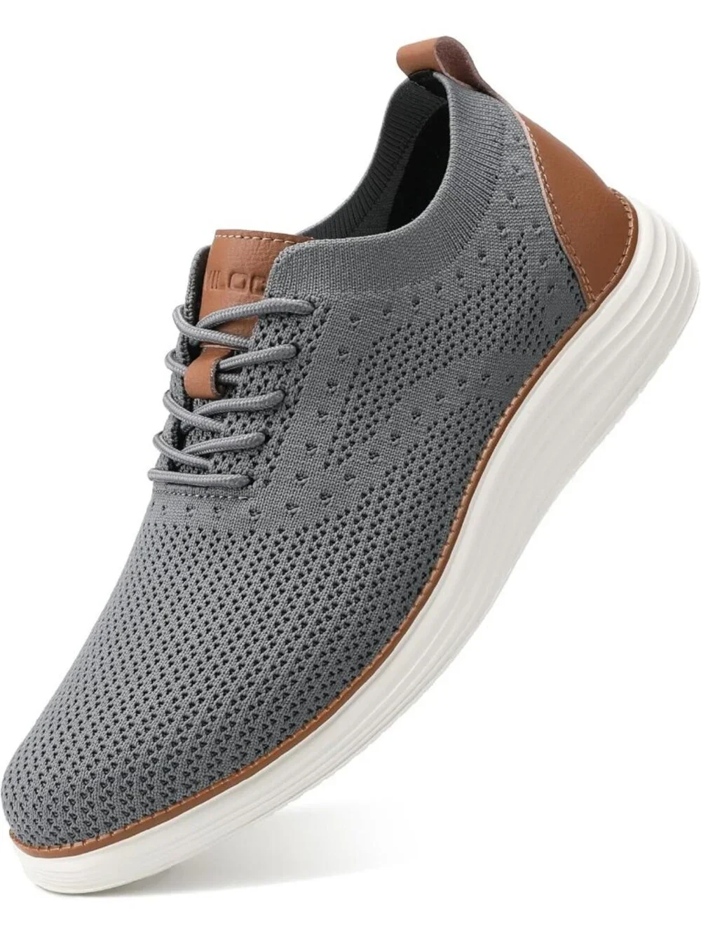 Men's Grey Knit Comfortable Casual Lace-Up Oxfords Breathable Walking Sneakers